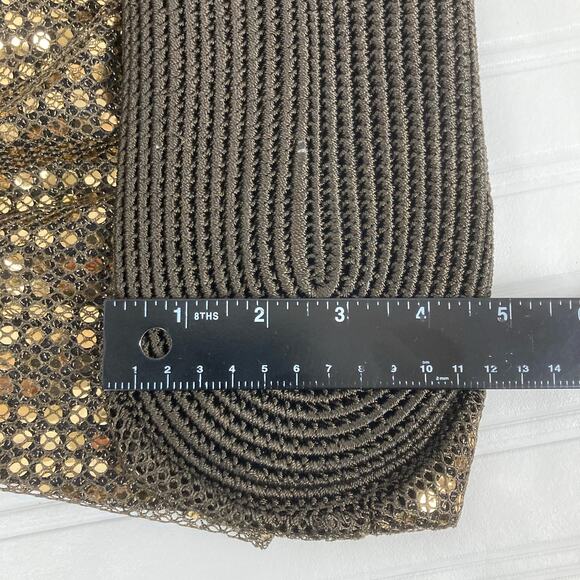 Gap Sequin Shoulder Bag Gold Brown Mesh Knit Circle Handles Retro Boho Y2K Bling - Picture 8 of 8